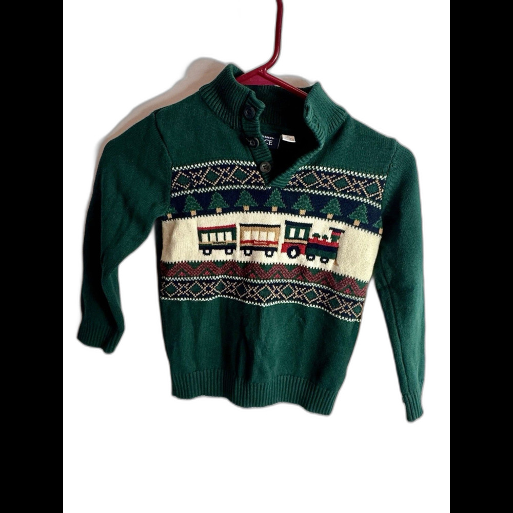 Boys' Size 5T Festive Holiday Train Sweater Children's Place
